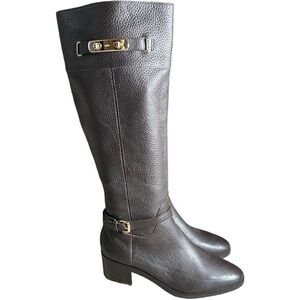 Coach Sullivan Riding Safari Chestnut Pebbled Leather Boots Brown Size 9.5